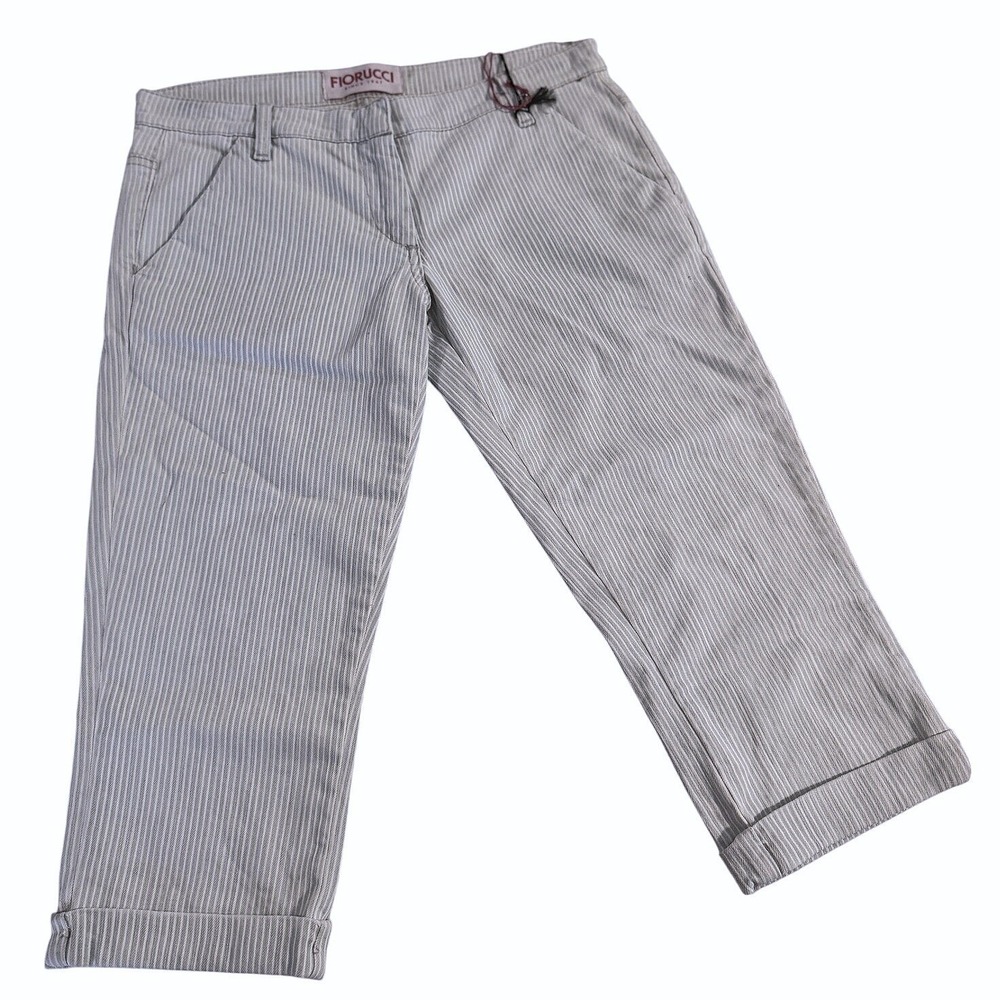 Fiorucci Y2K Capri Pants Women's 26 Blue White Pinstripe Made in Italian NWT